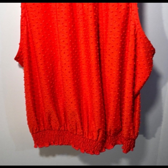 W5 Anthropologie Orange Sleeveless Swiss Dot High Neck Blouse Size M - NWT - Picture 2 of 13